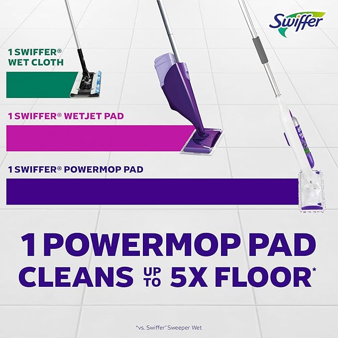 Swiffer PowerMop Multi-Surface Mop Kit for Floor Cleaning Fresh Scent Mopping Kit Includes PowerMop 2 Mopping Pad Refills 1 Floor Cleaning Solution with Fresh Scent and 2 Batteries