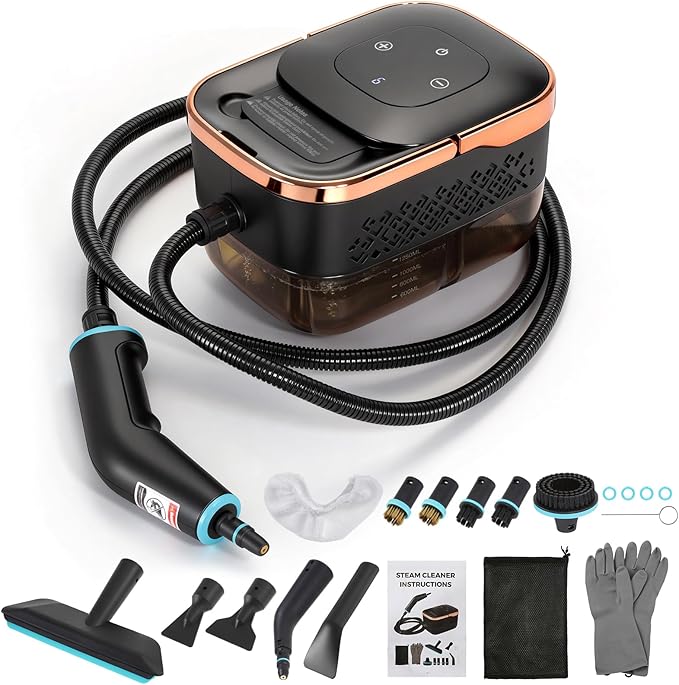 Dyna-Living Steam Cleaner 1500W Engine Steam Cleaner Handheld High Pressure Steam Cleaner for Cleaning Car Steamer with 42.2 oz Tank Portable Steamer for Car Detailing Floor Carpets Tile