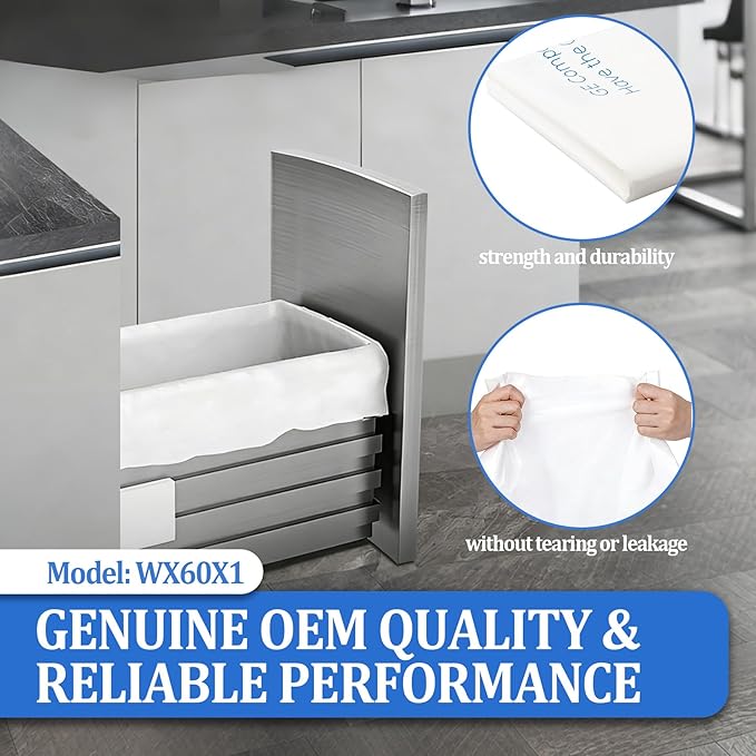 18 Gallon Heavy Duty Trash Compactor Bags WX60X1 for Most 15-Inch Trash Compactors and Garbage CansCompatible with GE KitchenAid Kenmore Whirlpoolreplaces WC60X5015(30 pack)
