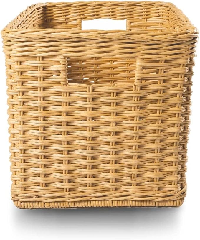 The Basket Lady Tall Rectangular Wicker Storage Basket Medium 20 in L x 13 in W x 11 in H Sandstone
