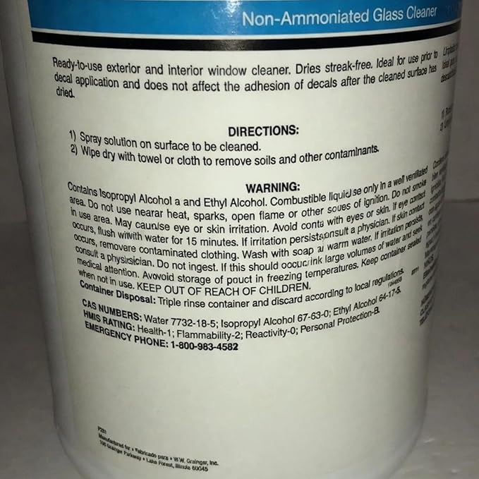 (2 Gallons) Glass and Window Cleaner | 128 Fl Oz 2 Jugs Ammonia Free Glass Cleaner Unscented Ready to Use Liquid Blue