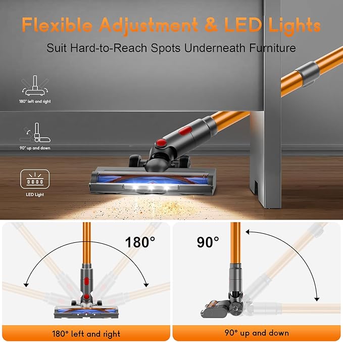 KIKETECH Cordless Vacuum Cleaner 8 in 1 Vacuum Cleaners1.7 L Dust Cup Rechargeable Vacuum Pet for Hair Carpet Hardfloor (Blue)