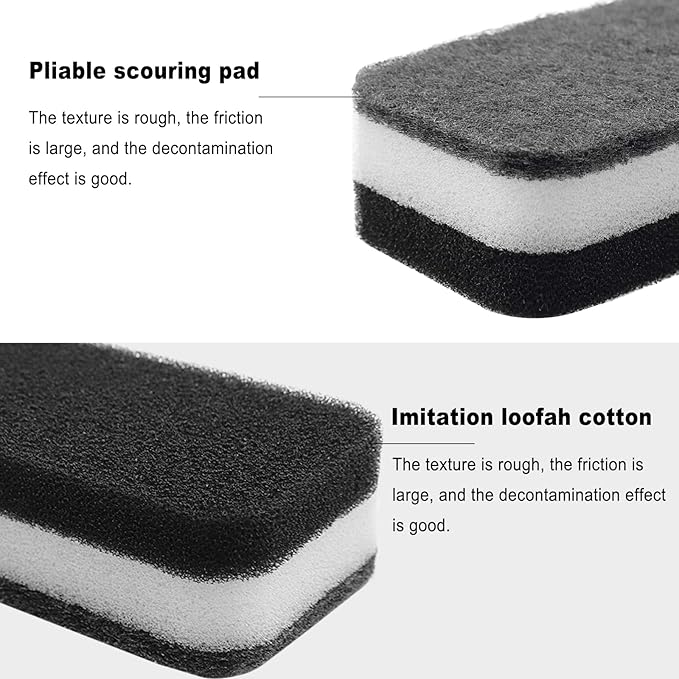 Kitchen Dishwashing Sponge Individually Wrapped Sponges Bulk Non Scratch Scouring Pad Odor-Free Dish Sponges for Washing Dishes Wipes for Household Cleaning Dishes Travel Apartments (Black- 36 Pack)