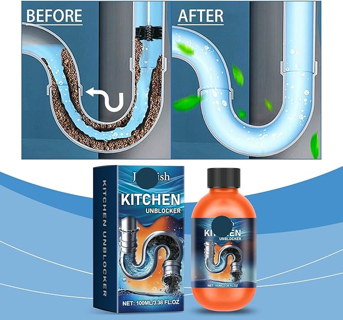 Drain Cleaner for Home Kitchen and Toilet Sinks - Fast Acting Formula to Unclog All Types of Drains Instantly(1PCS)