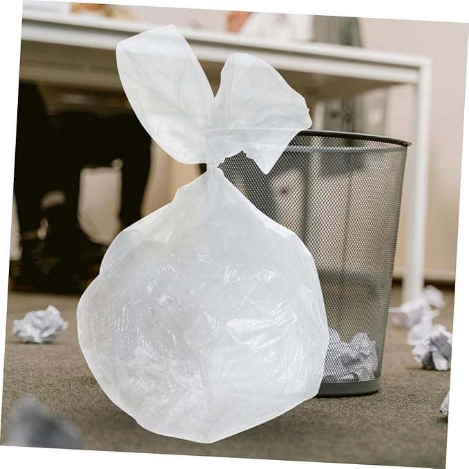 Angoily Thickened White Flat Mouth Trash Bags 300pcs (30pcs/roll X 10 Rolls) Plastic Garbage Bags for Home Bathroom Office Kitchen Waste Disposal