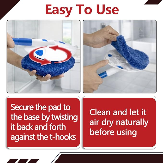 10Pcs Shower Scrubber Refill Pads Compatible with Clorox Tub &amp Tile Scrubber Durable Blue Non-Scratch Replacement Pads for Bathroom &amp Toilet Wall Floor Cleaning