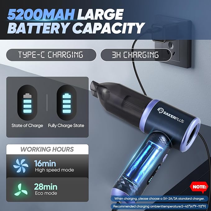 Car Vacuum Cleaner- 3 in 1 Cordless Handheld Vacuum Cleaner 13000Pa High Power Car Vaccum Cleaner with Brushless MotorAdjustable Cars Vaccum Portable Cordless for CarsDesktop-DBS03
