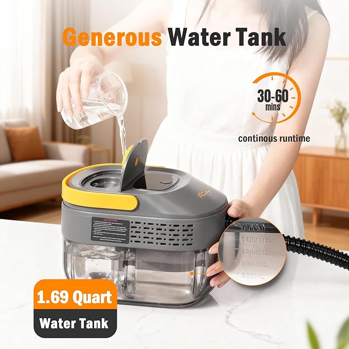Handheld Steam Cleaner for Home 1.69QT Portable Temperature Steamer Cleaning for Furniture Kitchen Grease Car Carpet Grout