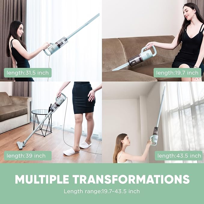 Stick Vacuum Cleaner Corded Handheld Vacuum Cleaner Mini Electric Broom for Pet Hair Hardwood Floor Cat Litter Cleaning (13ft-Cord)