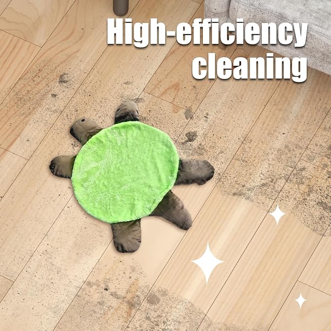 Floor Turtle Foot Mop 4 Sizes Cute Double-Sided Turtle-Shaped Floor Cleaning Pad with A rag for Dust and Hair Washable Reusable Foot Cleaner for Home and Office Floors (23.62 in)