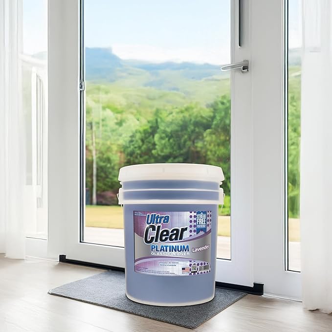 Ultra Clear Platinum Glass Cleaner Crystal Clear Streak-Free Shine Polished Finish for Commercial and Residential Use Lavender Fresh 5 Gallons