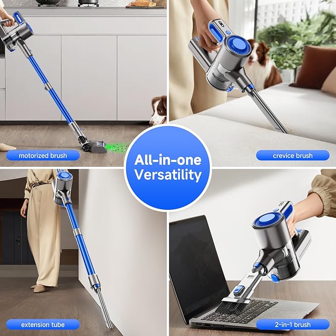 KIKETECH Cordless Vacuum Cleaner Stick Vacuum Cleaners for Home Handheld Vacuum Cleaners for Home for Pet Hair/Carpet/Floor (Dark Blue)