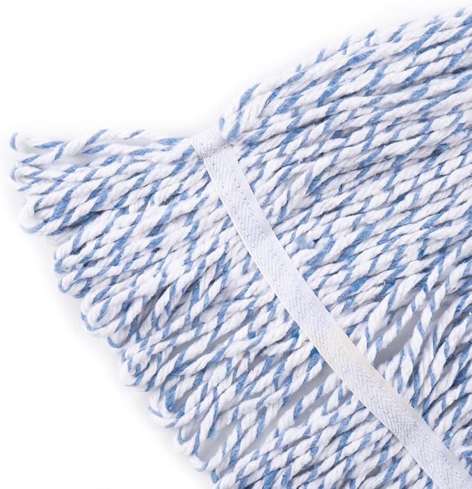 Matthew Cleaning Looped-End Pack of 12 Cotton1.25'' Universal Headband Heavy Duty Commercial Mop Head Replacement for Indoor&ampOutdoor UseGrease Stain Floor Cleaning String Mops Head Refill
