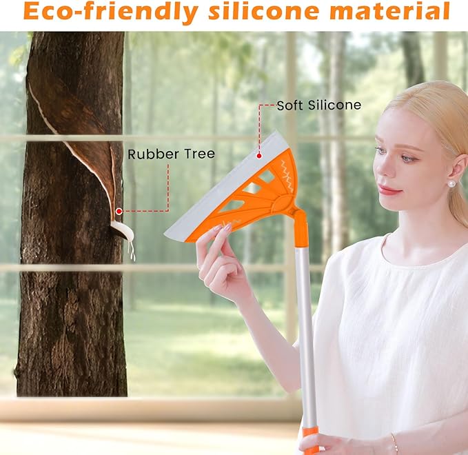 Multifunction Magic Rubber Air Broom Replaceable Silicone Floor Squeegee Sweeper and Scrape 2 in 1 Household Cleaning Squeegee Broom for Floor Bathroom Kitchens Tile Glass (Orange)