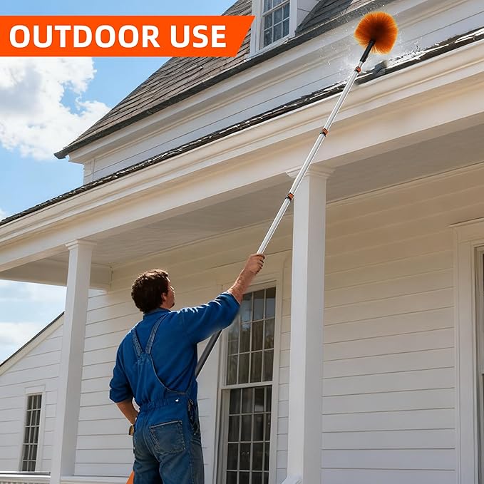 26 FT Cobweb Duster with Extension Pole Cobweb Duster with 5-20FT Telescoping Extension Pole Cleans Spider Webs Washable &amp Reusable for High Ceilings Fans &amp Outdoor &amp Indoor Cleaning