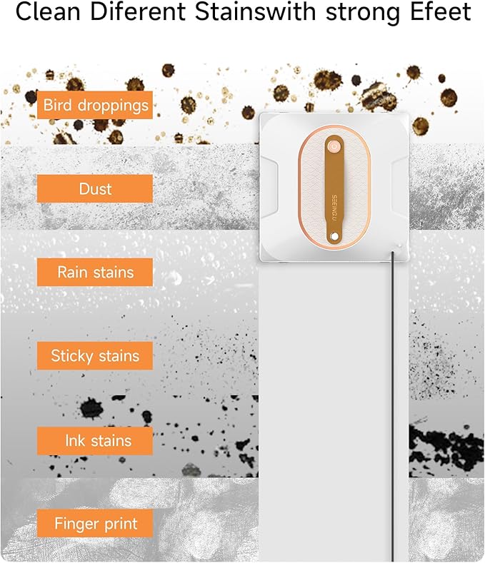Window Cleaning Robot Window Cleaner Robot with Dual Water Spray 6000Pa Suction Power Automatic Cleaning for High-Rise Windows and Glass Doors (4 Cleaning Modes)