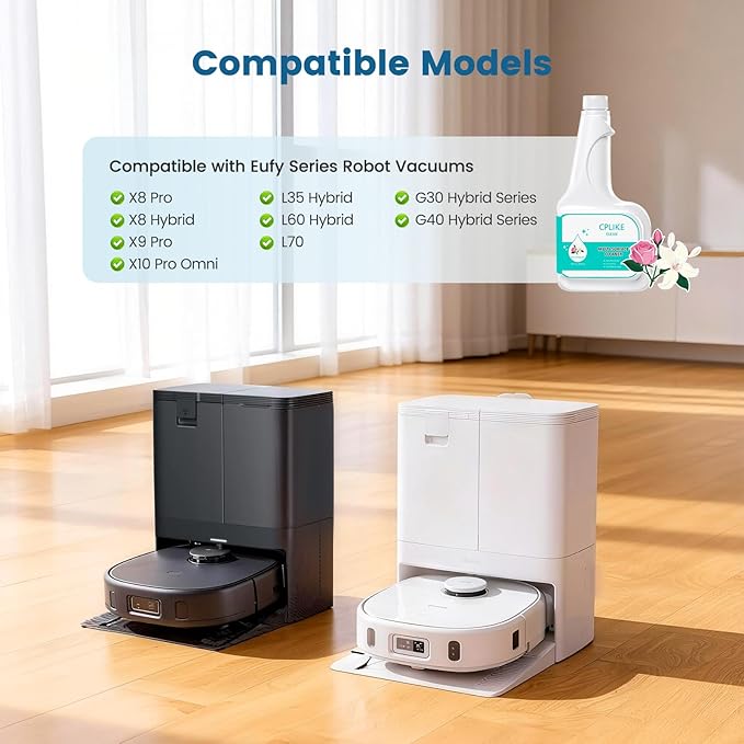 Floor Cleaning Solution Compatible with eufy Omni C20 X8 Pro X10 Omni G series L Series Robot Vacuums Dilution Ratio 1:200 473 ml /15.99 fl oz for Multi-Surface Hard Floor(2 Bottles)