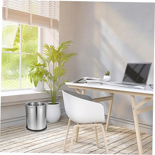 Office Bin Stainless Steel Trash Can Wastebasket Modern Table Trash Basket