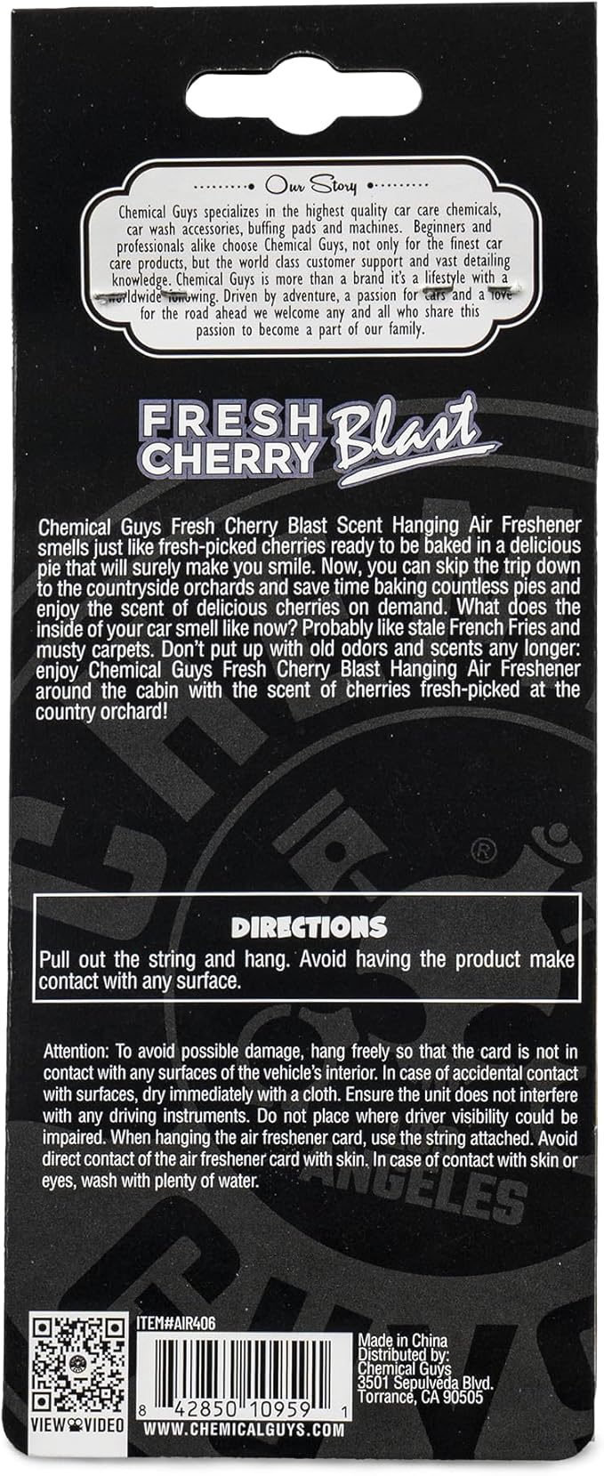Chemical Guys Hanging Air Freshener Fresh Cherry Scent 12 Pack Great for Cars Trucks SUVs RVs Home Garage Workspace Dorm Room &amp More (4 x 3 Packs) - AIR40604