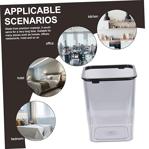 Square Trash Can 8 Gallon Waste Bin Plastic Wastebasket for Bedroom Bathroom and Office Use