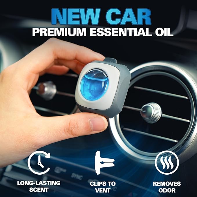 Air Jungles 3-in-1 Fresh Linen Odor Eliminator Balls 6 Count New Car Scent Car Air Freshener Clip 6 Vent Clips and 3in1 Leather Cleaner Wipes 70 Count