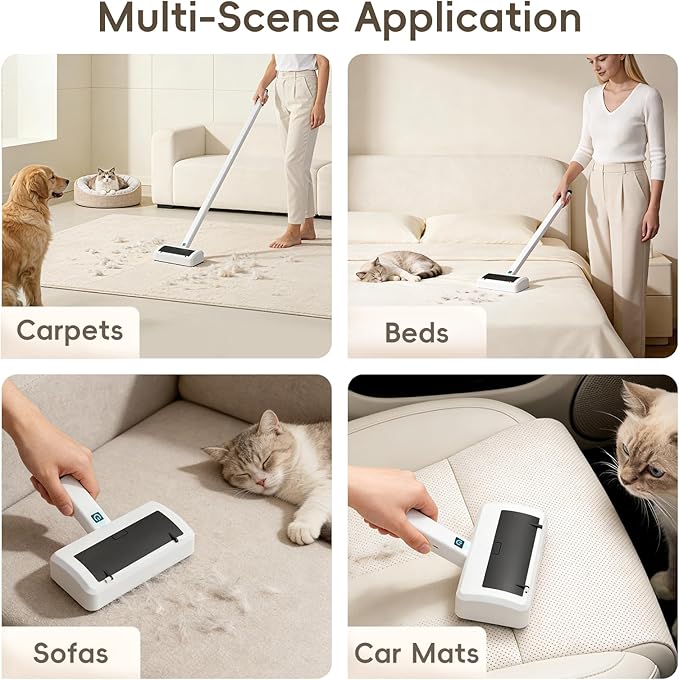 Pet Hair Remover for Carpet Electric Lint Roller Adjustable Handle Reusable Carpet Rake Dog Cat Hair Removal Tool for Carpets Rugs Furniture