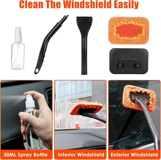 Viewsun Car Cleaning Kit Orange 17pcs Car Interior Detailing Kit with High Power Handheld Vacuum Detailing Brush Set Windshield Cleaner Cleaning Gel Complete Auto Accessories for Women Men Teens