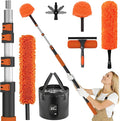 20FT High Reach Duster Cleaning Kit with Extension Pole High Ceiling Fan Cleaner Duster Tool for Fan Blades Window Washing Kit with Microfiber Feather Duster &amp Window Squeegee &amp Bucket