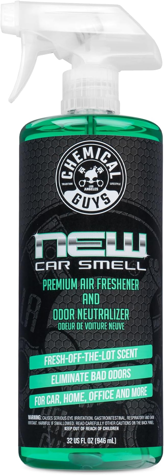 Chemical Guys New Car Smell Premium Air Freshener &amp Odor Eliminator - Fresh Interior Scent Spray for Cars Trucks SUVs RVs and More - Use in Home Office or Garage - 32 oz