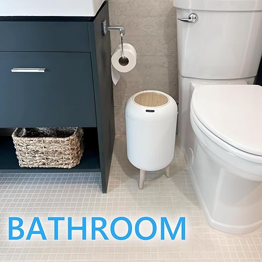 URALFA Motion Sensor Trash Can with Lid 3 Gallon / 11 L Automatic Bathroom Trash Can Touchless Trash Bin Smart Plastic Garbage Can with Removable Legs for Bathroom Bedroom Kitchen Office White