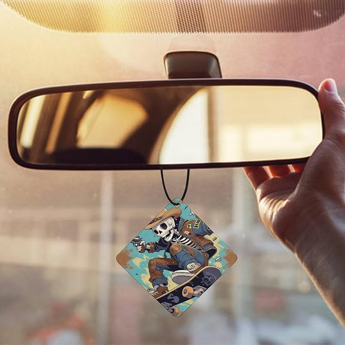 5PCS Car Air Freshener Hanging Personalized Double Sided Skull Cowboy Car Fresheners Long Lasting New Cars Scents Cute Automotive Freshies for Closets Drawers (tea)