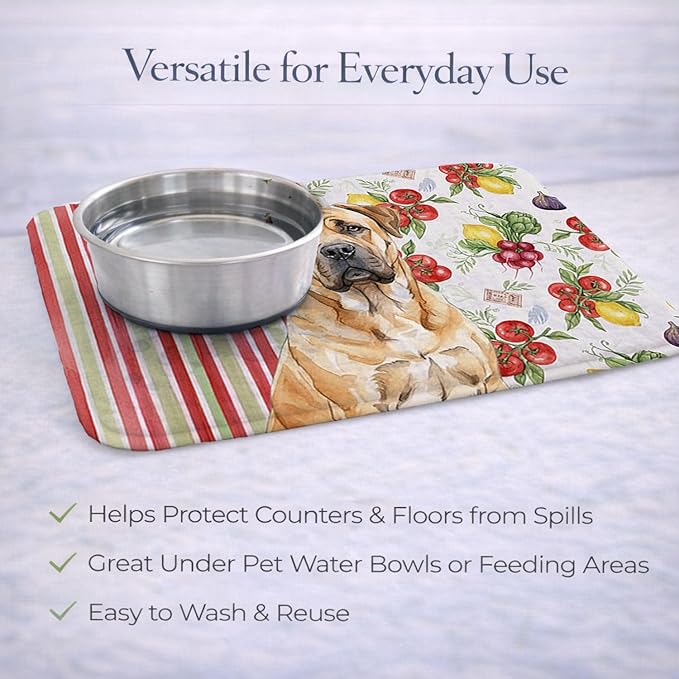 Caroline's Treasures Fawn Boerboel Vegetables Dish Drying Mat Absorbent Dish Drying Mat Pad for Kitchen Counter Dish Drainer Mat for Countertop 14 x 21 Multicolor