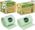 2.6 Gal (100 count) &amp 13 Gal (35 count) ANECO 100% Compostable Trash Bags Extra Thick Kitchen Compost Bags