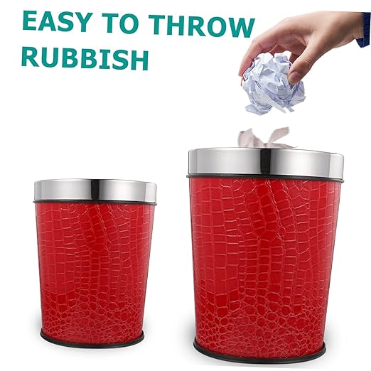 Alipis Vintage Style Trash Can Pattern Ring Waste Basket for Bathroom Bedroom Office Lidless Retro Garbage Bucket for Use