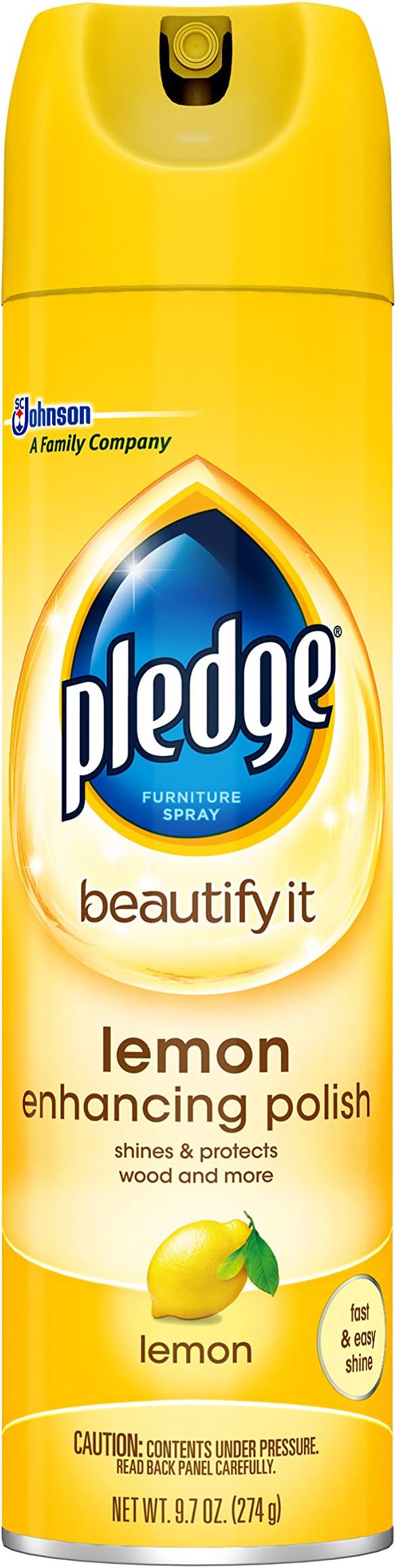 Pledge Multi-Surface Cleaner Spray and Wipes Bundle Works on Leather Granite Wood Lemon Scent (2 Count of 9.7 oz Cans and 2 Pack of 24 Wipes)