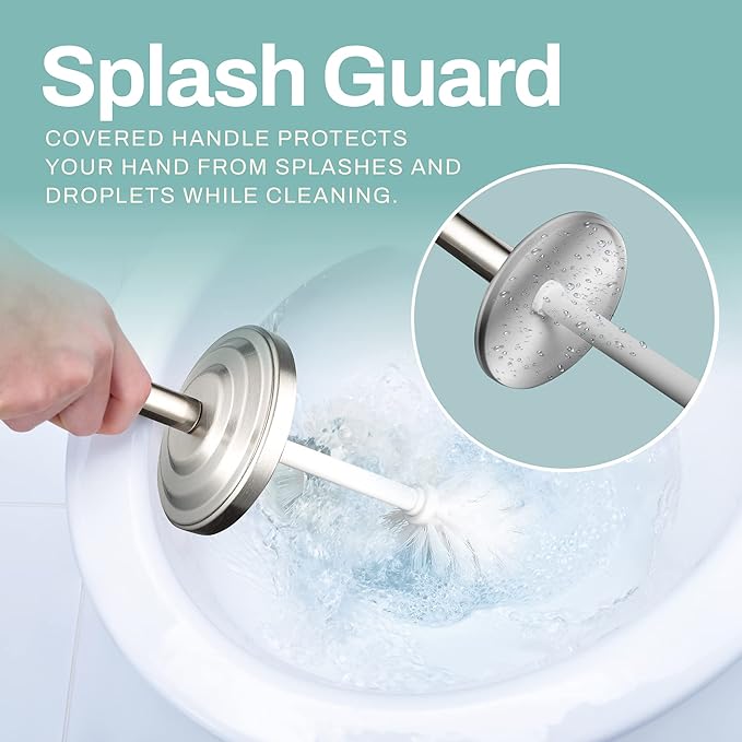 2 Pack Stainless Steel Modern Toilet Brush &amp Holder Set Bathroom Bowl Cleaner Brush with Caddy
