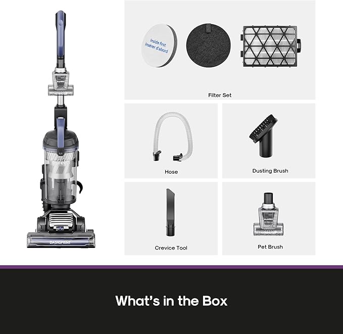 Eureka Upright Vacuum Cleaner for Carpet and Hard FloorPowerful Vacuum with Dual Cyclone SuctionSwivel SteeringAnti-TangleLarge Dust CupNEU612BL Blue