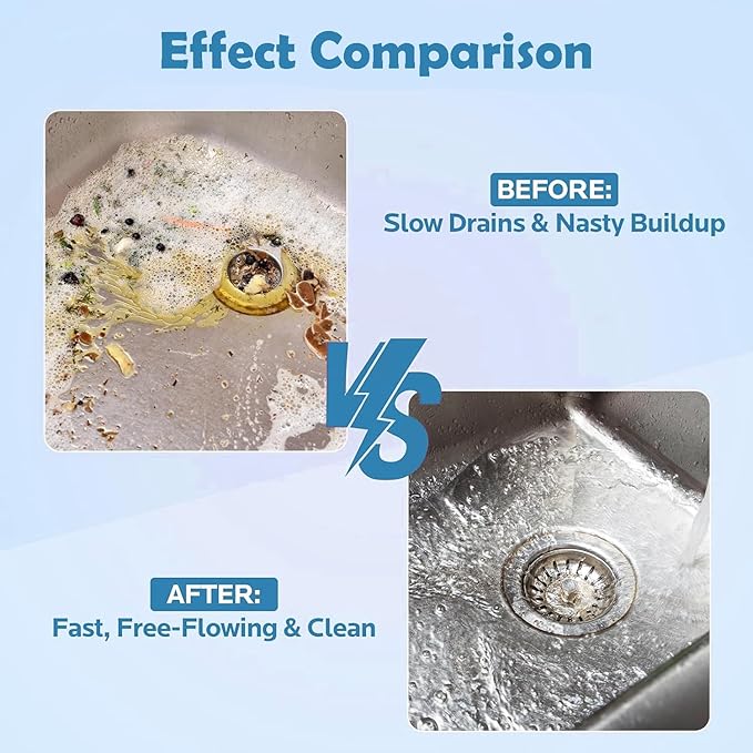Foaming Drain Cleaner Sink Cleaner and Deodorizer Drain Clog Remover for Kitchen Sinks Shower Drains Tubs (2pcs)
