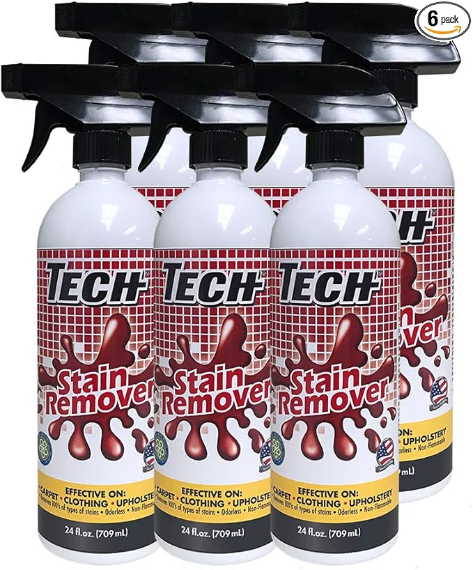 TECH Stain Remover 24 oz Spray Bottle 6 Pack For Carpet Clothes Upholstery and Other Fabrics