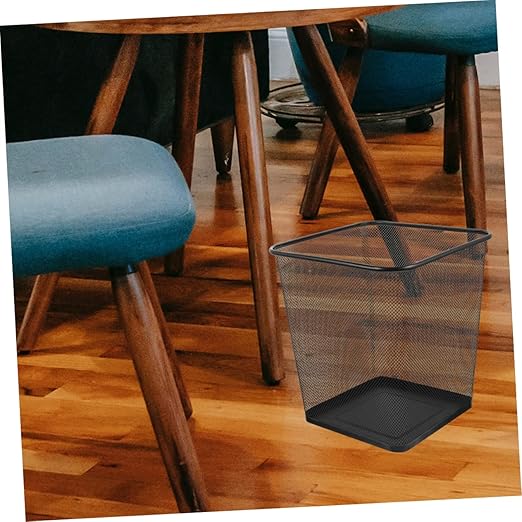 2Pcs Sturdy Mesh Trash Can for Home Office Hollow Design Waste Bin Scratch Iron Wastebasket for Bedrooms Craft Rooms and More