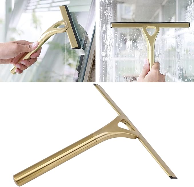 Shower Squeegee 22.5x22cm/8.9x8.7in Window Squeegee Stainless Steel Bathroom Cleaning Tool Multi Purpose Tile Wall Scraper for Glass Door Mirror