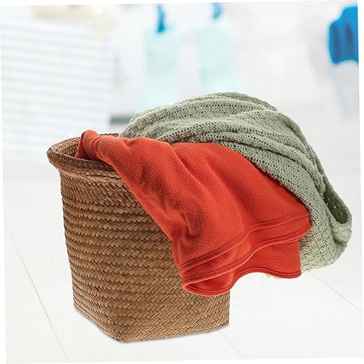 Straw Woven Wastebasket Medium Garbage Can for Office Home Bathroom Handwoven Rattan Trash Bin with Stylish Design for Paper Tissues and More Random Color