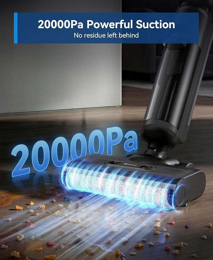 Redroad Wet Dry Vacuum Cleaner22KPa Wet Dry Vacuum Mop with Self-CleaningCordless Vacuum Mop All in OneUp to 75 Mins RuntimeOne-Step Self CleaningAnti-Tangle DesignSmoothDrive TechLightweight