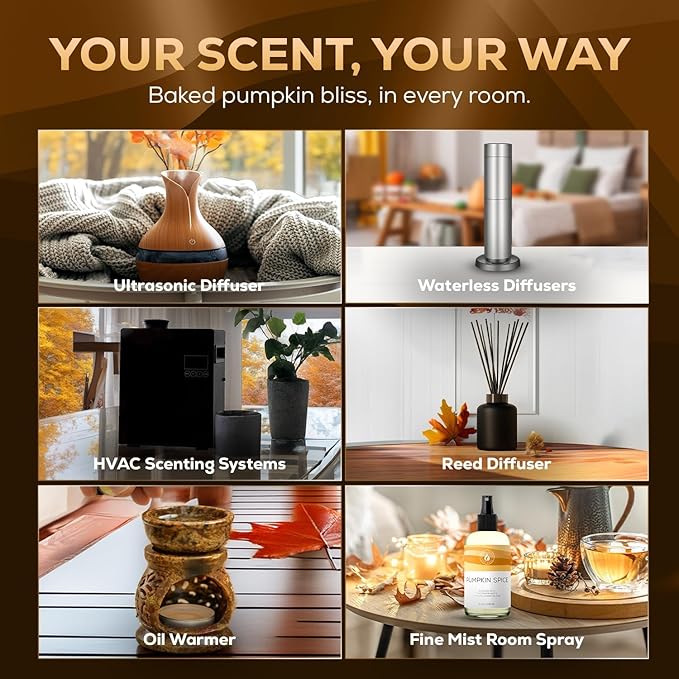 Aroma Country Pumpkin Spice Diffuser Oil - Luxury Essential Oils for Diffuser Refill &amp Air Freshener Room Spray Long-Lasting Natural Home Fragrance for Diffusers &amp Machines (4 Fl Oz)