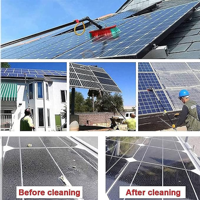 NYMFEA 12ft-36ft Window Cleaning Pole/Water Fed Telescopic Brush/Extendable Cleaner Conservatory Roof Glass Wall Photovoltaic Panel Cleaning Solar Panel7.2M/24FT