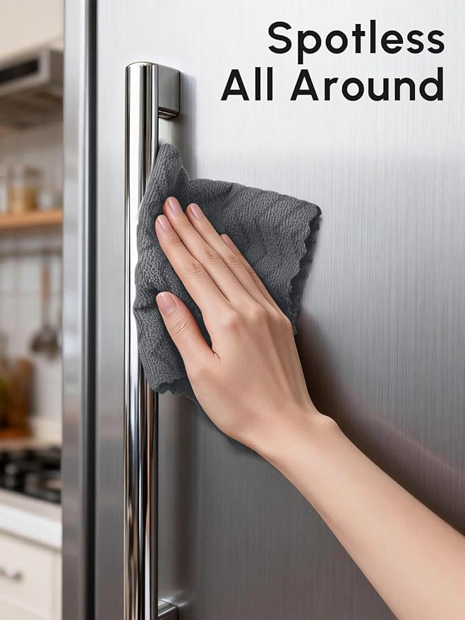 Microfiber Cleaning Cloths Roll 75 Pack Tear Away Microfiber Towels Roll 12 x 12 Lint Free Rags Reusable Cleaning ClothsWashableScratch FreeUltra Absorbent Dish Rags(Dark Grey Ripple)