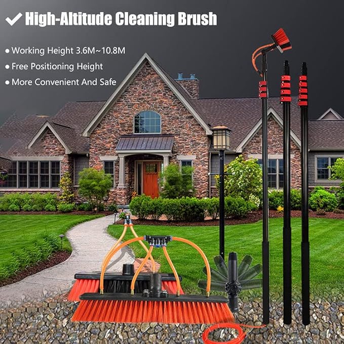 Window Cleaning Pole 6M 9M 12M Water Fed Telescopic Brush/Extendable Cleaner Conservatory Roof Suitable for Photovoltaic Panel Cleaning Trucks39FT/12M