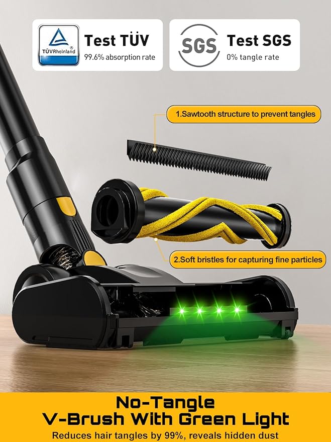 Cordless Vacuum Cleaner for DeWalt 20V Battery 45KPA 400W Vacuum Cleaners for Home Self-Standing Stick Vac w/LED Display Anti-Tangle Lightweight Vacuum for Carpet Floor Car(Battery Not Included)