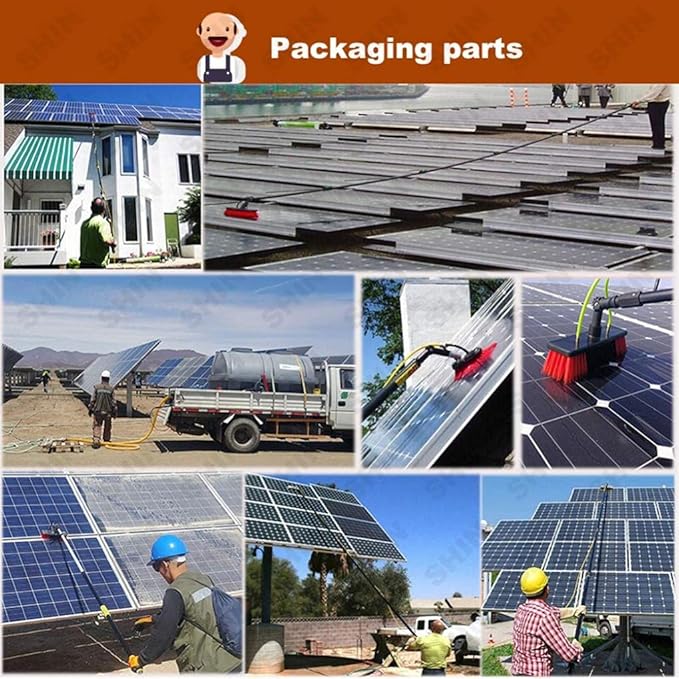 Window Cleaning Brush Cleaning Pole Window Cleaner Kit Water/Hose Fed Pole Cleaning Photovoltaic and Solar Panels - 5. 5. (6M)