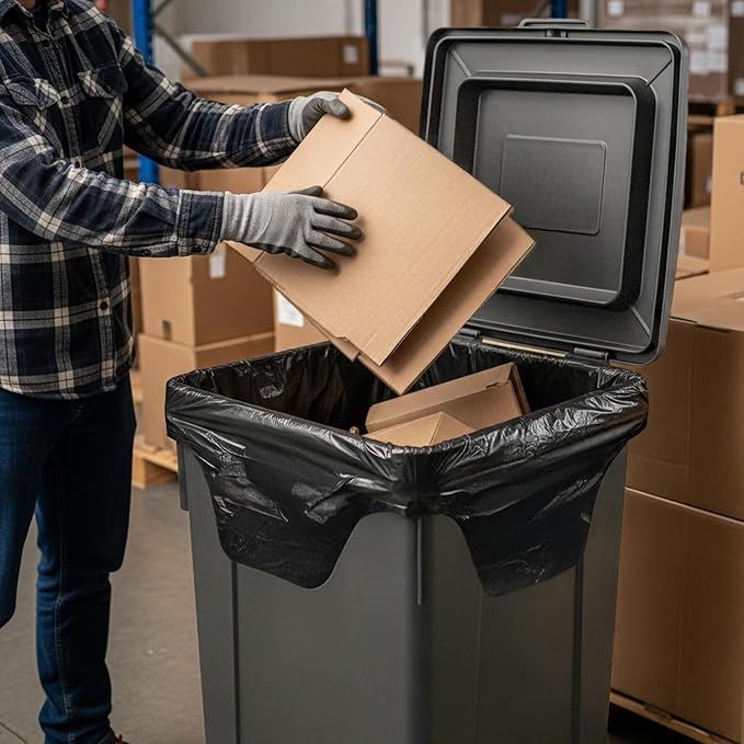 55-65 Gallon Trash Bags with Flap Ties 2 Mil Heavy Duty Fits Rubbermaid Brute Rollout 32-55 Gal Trash Cans 43 x 49 Large Durable Garbage Trash Can Liners Black 40 of Pack